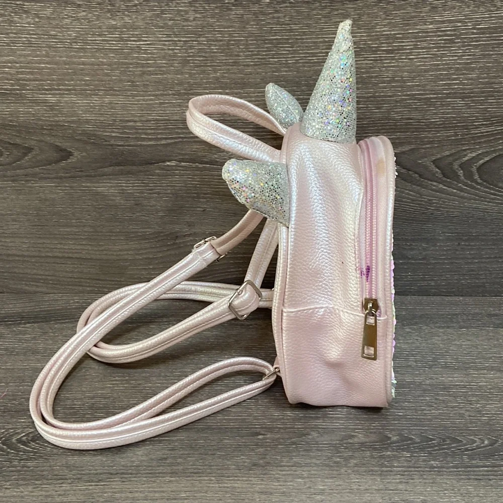 Unicorn Mini Backpack Reversible Sequin Flip Girls Purse Pink Glitter Silver Bag